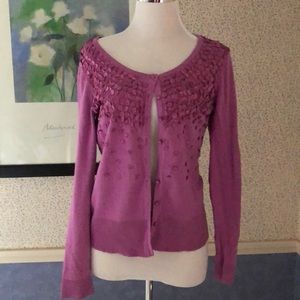Ladies Detail Shimmer Light violet Cardigan